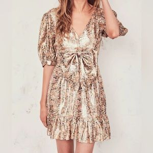Stand out in Fabulous Sexy Flirty LoveShackFancy Lena Silk Metallic Floral Mini
